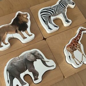 🌱4 Safari Animal Two-Piece Puzzles
